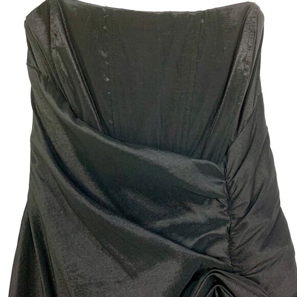 Masquerade Black Strapless 90s Y2K Cocktail Dress Hoco 14/15 Bubble Hem Rosettes - Picture 2 of 10